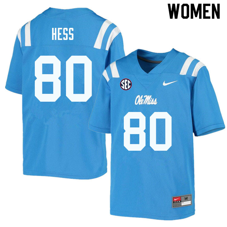 Women #80 Jonathan Hess Ole Miss Rebels College Football Jerseys Sale-Powder Blue